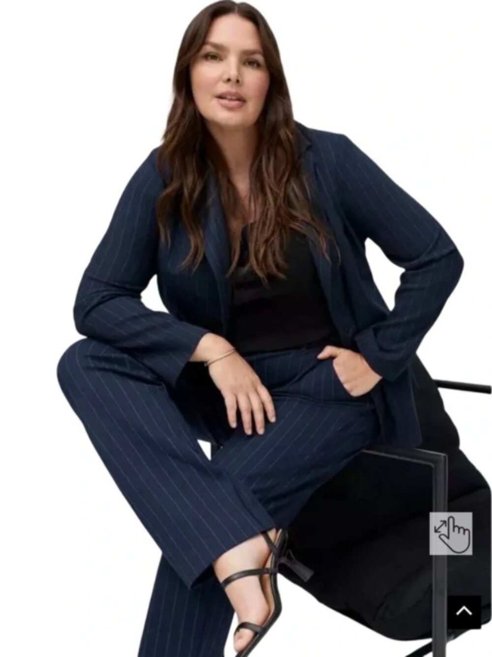 Torrid New Navy w/ White Pinstripe Studio Women's Suit Blazer Size 0/12 - Picture 12 of 15
